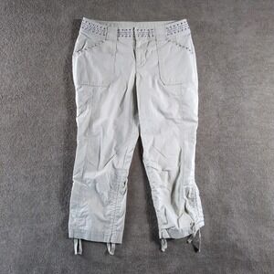 INC International Concepts Women Size 8 Beige Studded Cargo Cropped Pants